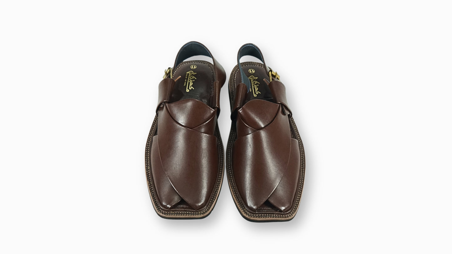 Brown Dull Peshawari Sandals – Burgundy T-Shape Leather Chappal for Men