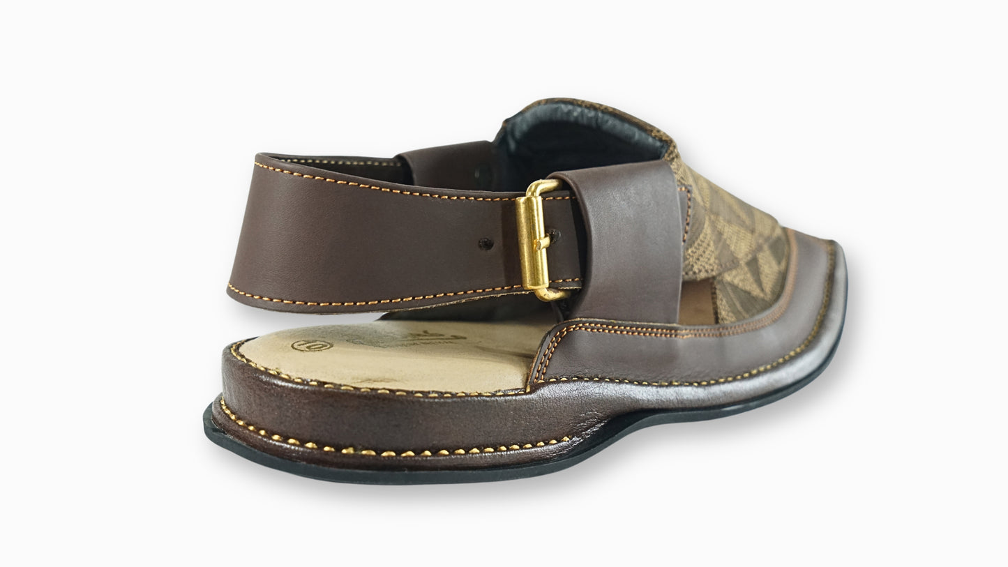 Brown Patch Work Peshawari Sandals – Men’s Signature Style