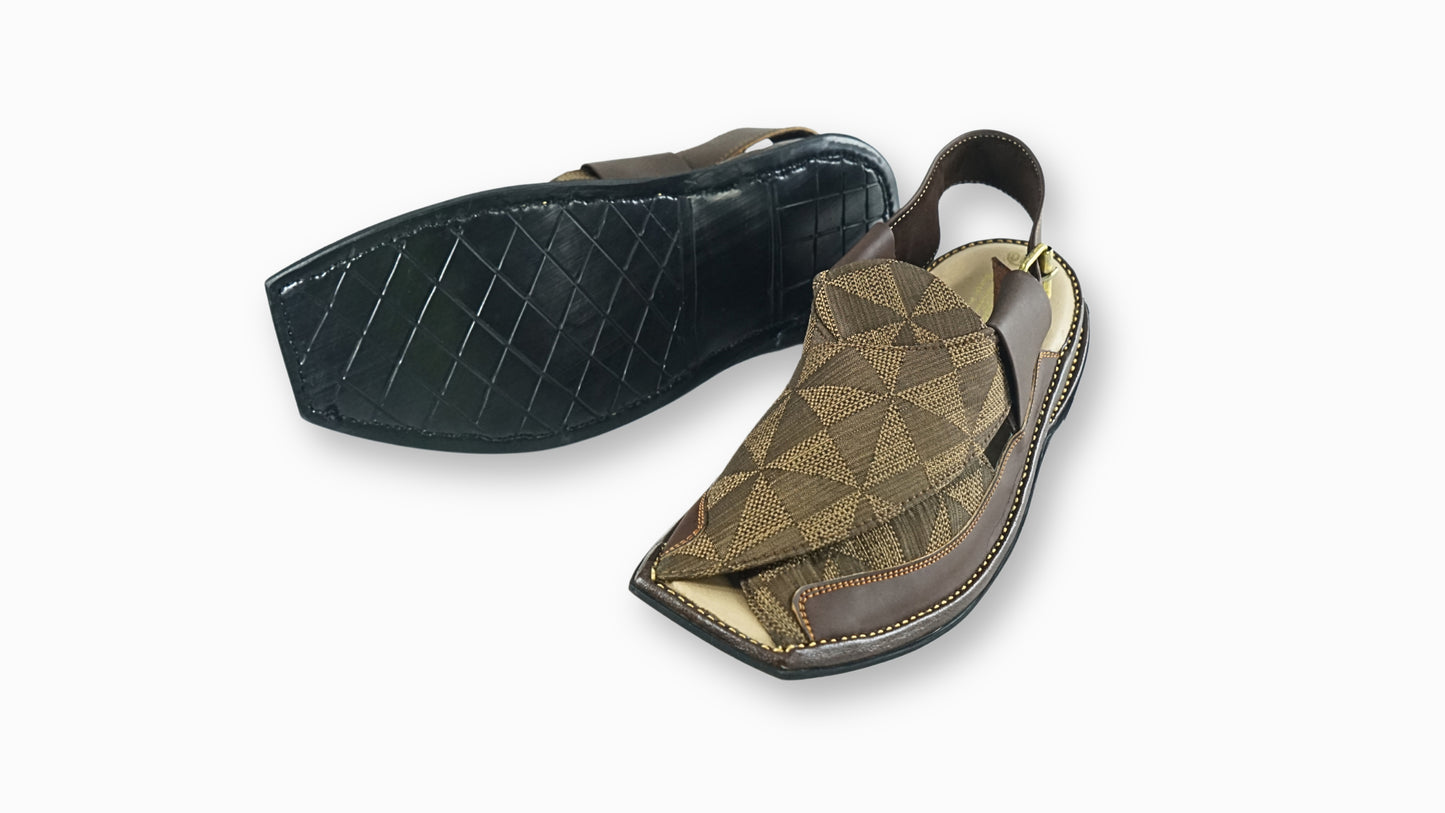 Brown Patch Work Peshawari Sandals – Men’s Signature Style