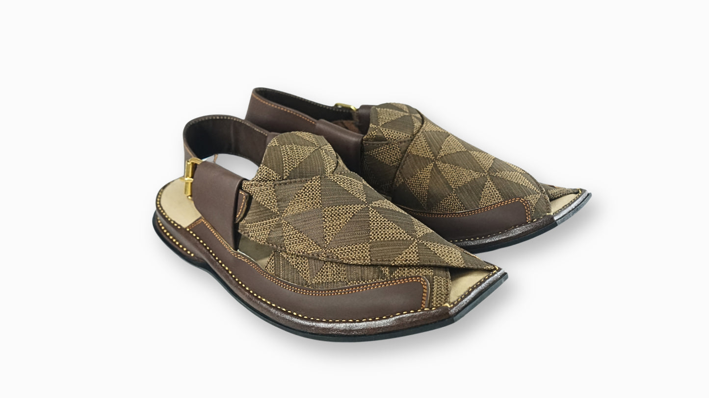 Brown Patch Work Peshawari Sandals – Men’s Signature Style