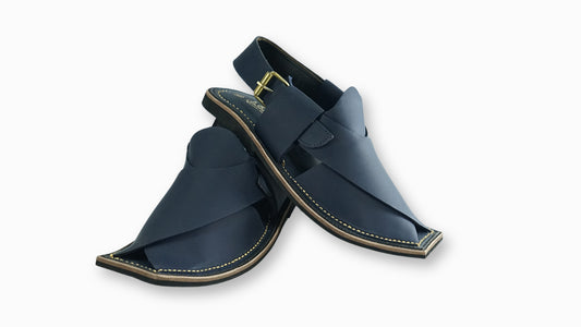 Classic Navy Blue Peshawari Chappal – Men’s Ethnic Leather