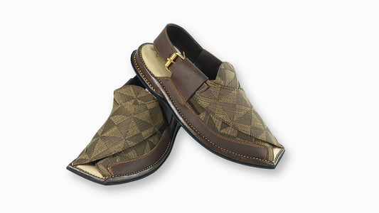 Brown Patch Work Peshawari Sandals – Men’s Signature Style