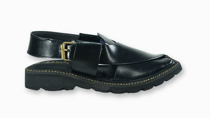 Kaptaan Classic Black Peshawari Sandals – Jet Black Edition