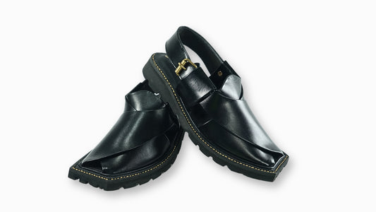 Kaptaan Classic Black Peshawari Sandals – Jet Black Edition