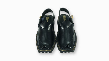 Kaptaan Classic Black Peshawari Sandals – Jet Black Edition